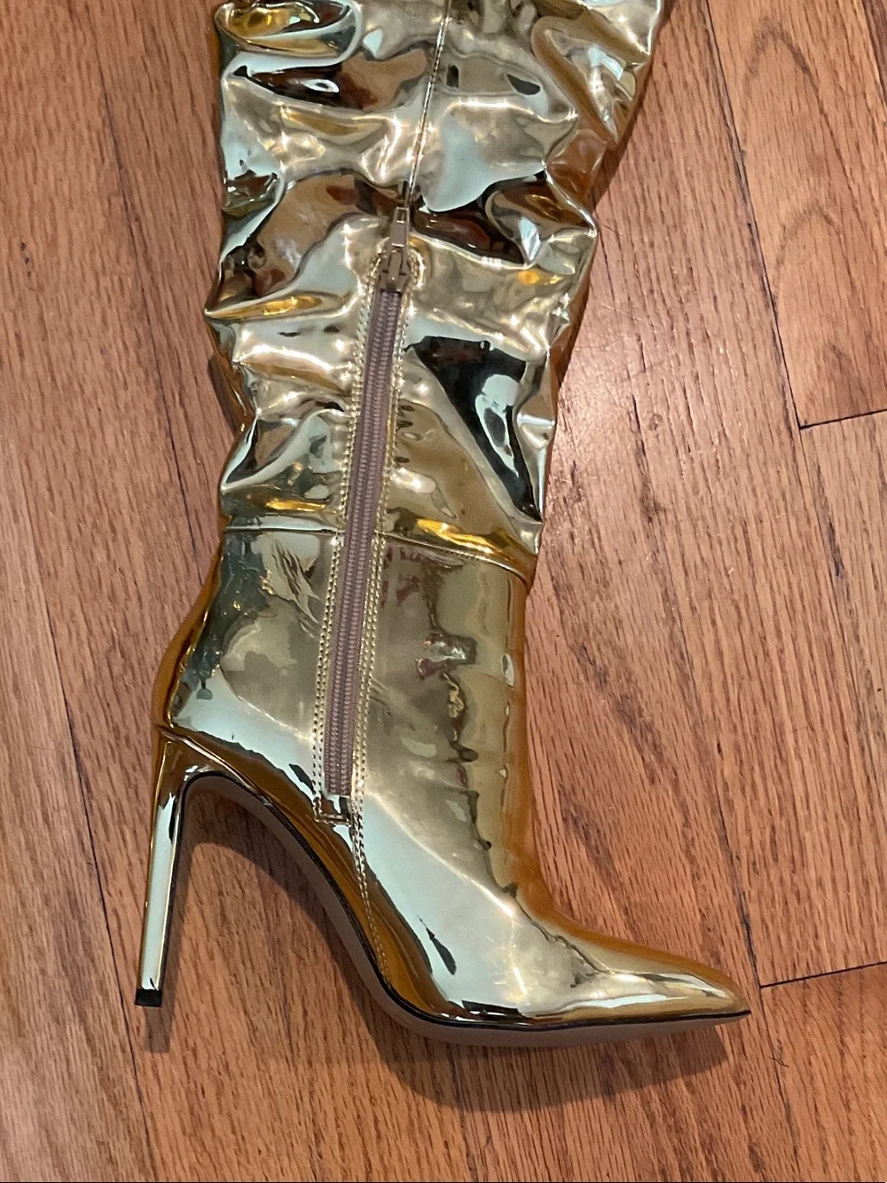 INC International Concepts Metallic Gold Over-The-Knee Stiletto Boots